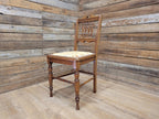Antique Edwardian Hall Bedroom Chair Spindle Backed Floral Seat Fabric