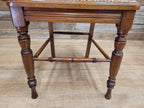 Antique Edwardian Hall Bedroom Chair Spindle Backed Floral Seat Fabric