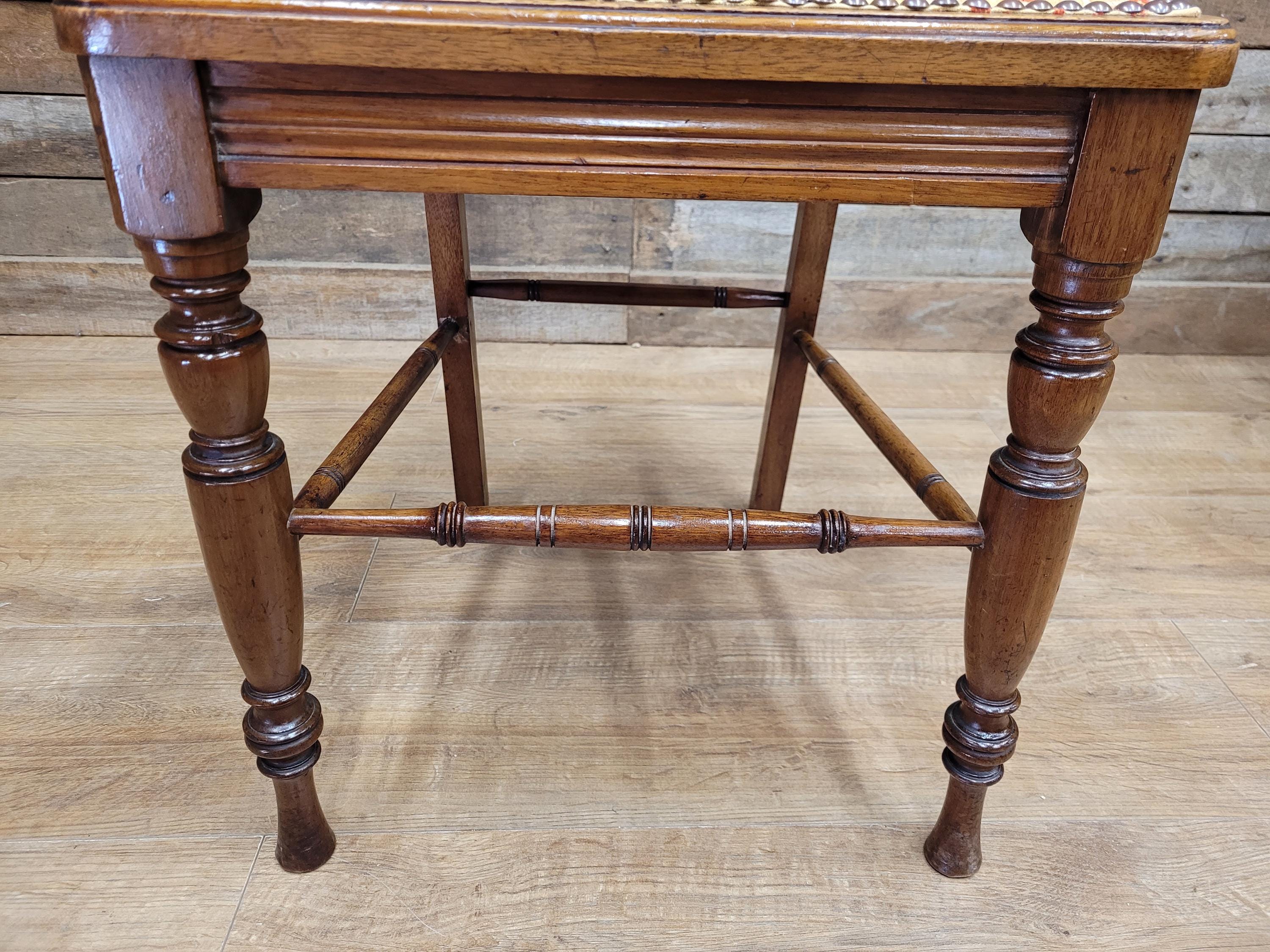 Antique Edwardian Hall Bedroom Chair Spindle Backed Floral Seat Fabric