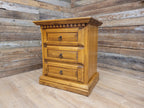 Vintage Rustic Pine Mexican Style Three Drawer Storage Chest