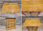 Vintage Rustic Pine Mexican Style Three Drawer Storage Chest