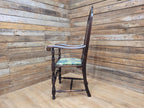 Michigan Chair Co Antique Arts And Crafts Panel Back Throne Chair Dragonfly Seat