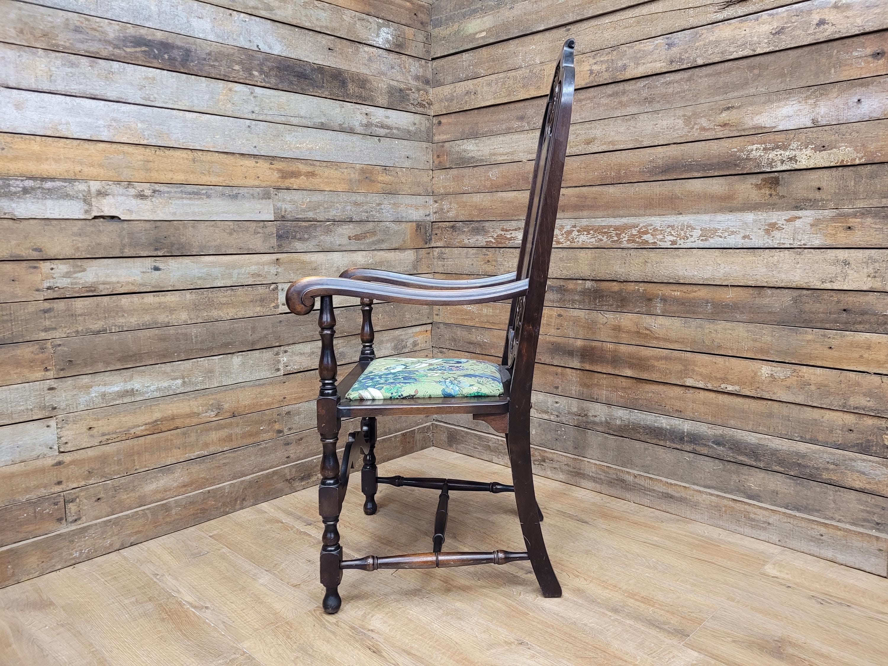 Michigan Chair Co Antique Arts And Crafts Panel Back Throne Chair Dragonfly Seat