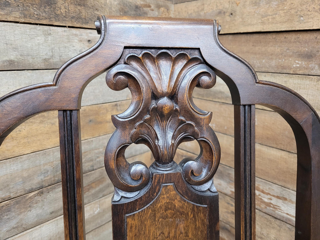 Michigan Chair Co Antique Arts And Crafts Panel Back Throne Chair Dragonfly Seat