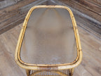 Vintage Rattan Glass Top Bar Cart Bamboo Cocktail Drinks Trolley