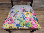 Antique Edwardian Carved Back Saloon Chair Padded Seat Ceramic Casters