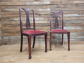 Two Vintage Art Deco Style Splat Back Dining Bedroom Hall Chairs Padded Seats