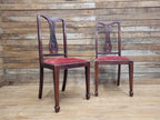 Two Vintage Art Deco Style Splat Back Dining Bedroom Hall Chairs Padded Seats