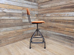 Vintage Industrial Metal Stool with Rust Velvet Seat Mid Century Style