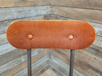 Vintage Industrial Metal Stool with Rust Velvet Seat Mid Century Style