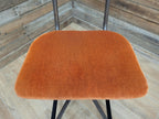Vintage Industrial Metal Stool with Rust Velvet Seat Mid Century Style