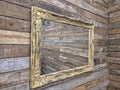 Vintage Distressed Gold & Black Framed Bevel Edged Over Mantle Wall Mirror