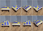 Vintage Country House BoHo Footstool Colourful Hippie Fabric Turned Legs