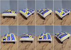 Vintage Country House BoHo Footstool Colourful Hippie Fabric Turned Legs
