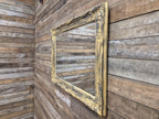 Vintage Distressed Gold & Black Framed Bevel Edged Over Mantle Wall Mirror