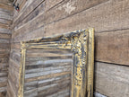 Vintage Distressed Gold & Black Framed Bevel Edged Over Mantle Wall Mirror