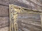 Vintage Distressed Gold & Black Framed Bevel Edged Over Mantle Wall Mirror