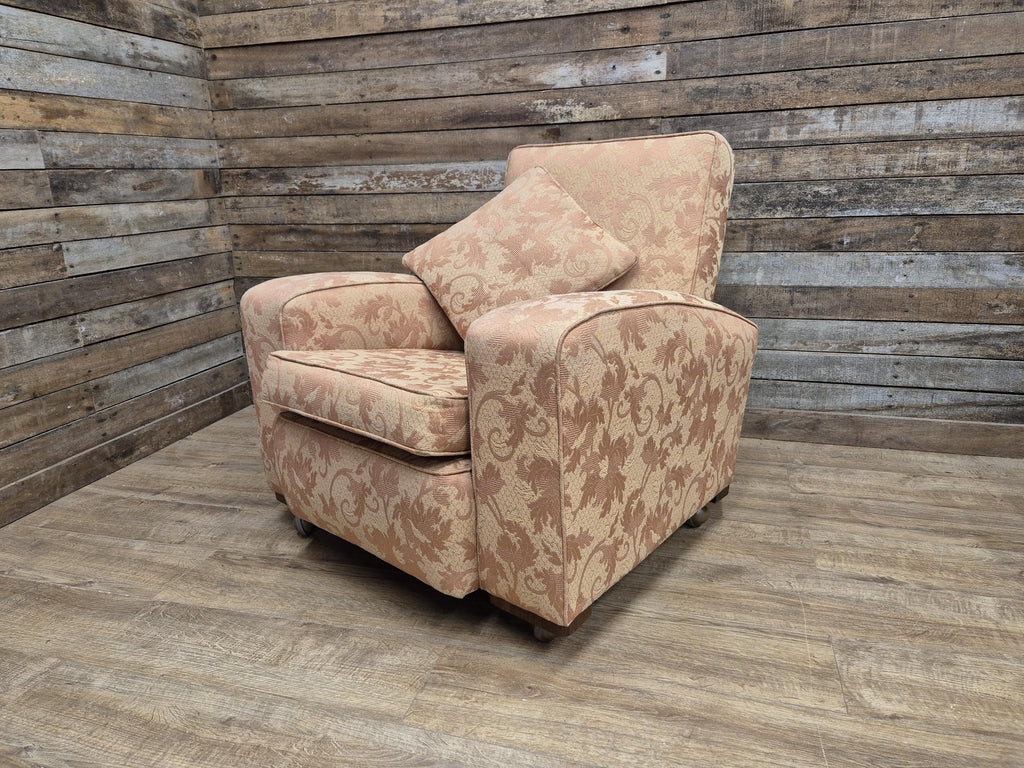 Vintage Art Deco Armchair Club Chair On Casters