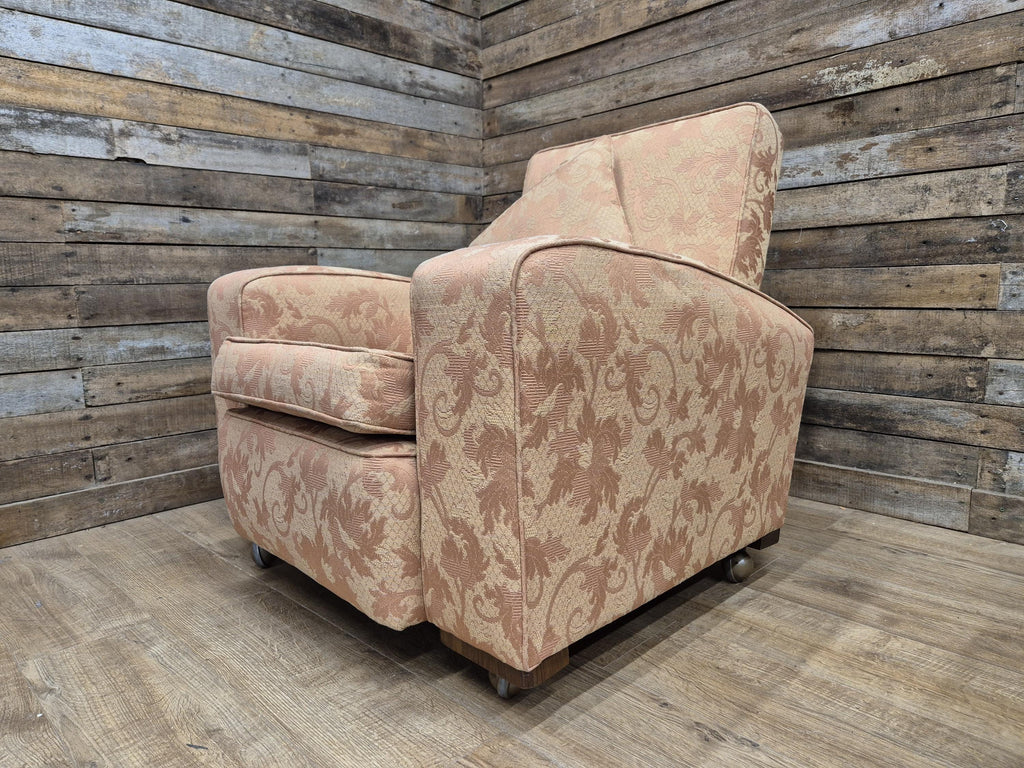 Vintage Art Deco Armchair Club Chair On Casters