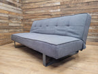 Retro Style Three Seater Sofa Bed Grey Fabric Double Day Bed