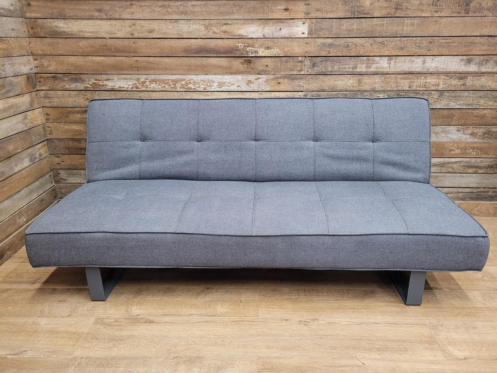 Retro Style Three Seater Sofa Bed Grey Fabric Double Day Bed