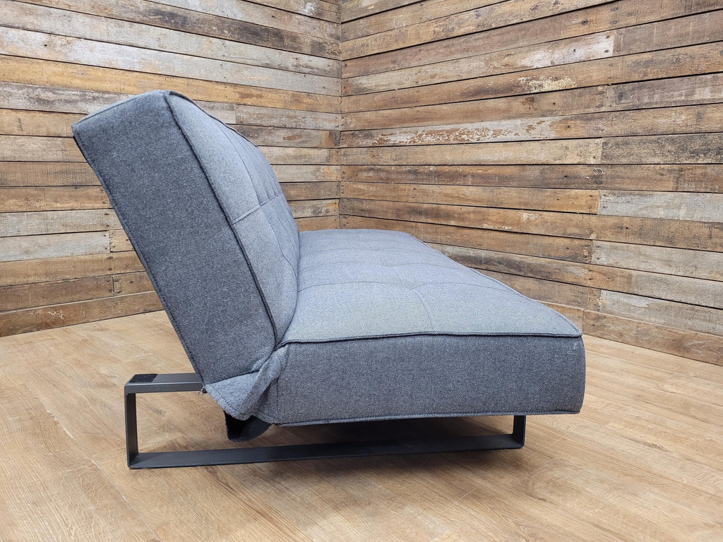 Retro Style Three Seater Sofa Bed Grey Fabric Double Day Bed
