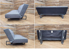 Retro Style Three Seater Sofa Bed Grey Fabric Double Day Bed