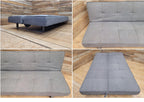 Retro Style Three Seater Sofa Bed Grey Fabric Double Day Bed