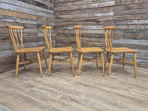4 Mid Century Ercol 376 Blonde Candlestick Windsor Dining Chairs Vintage Retro