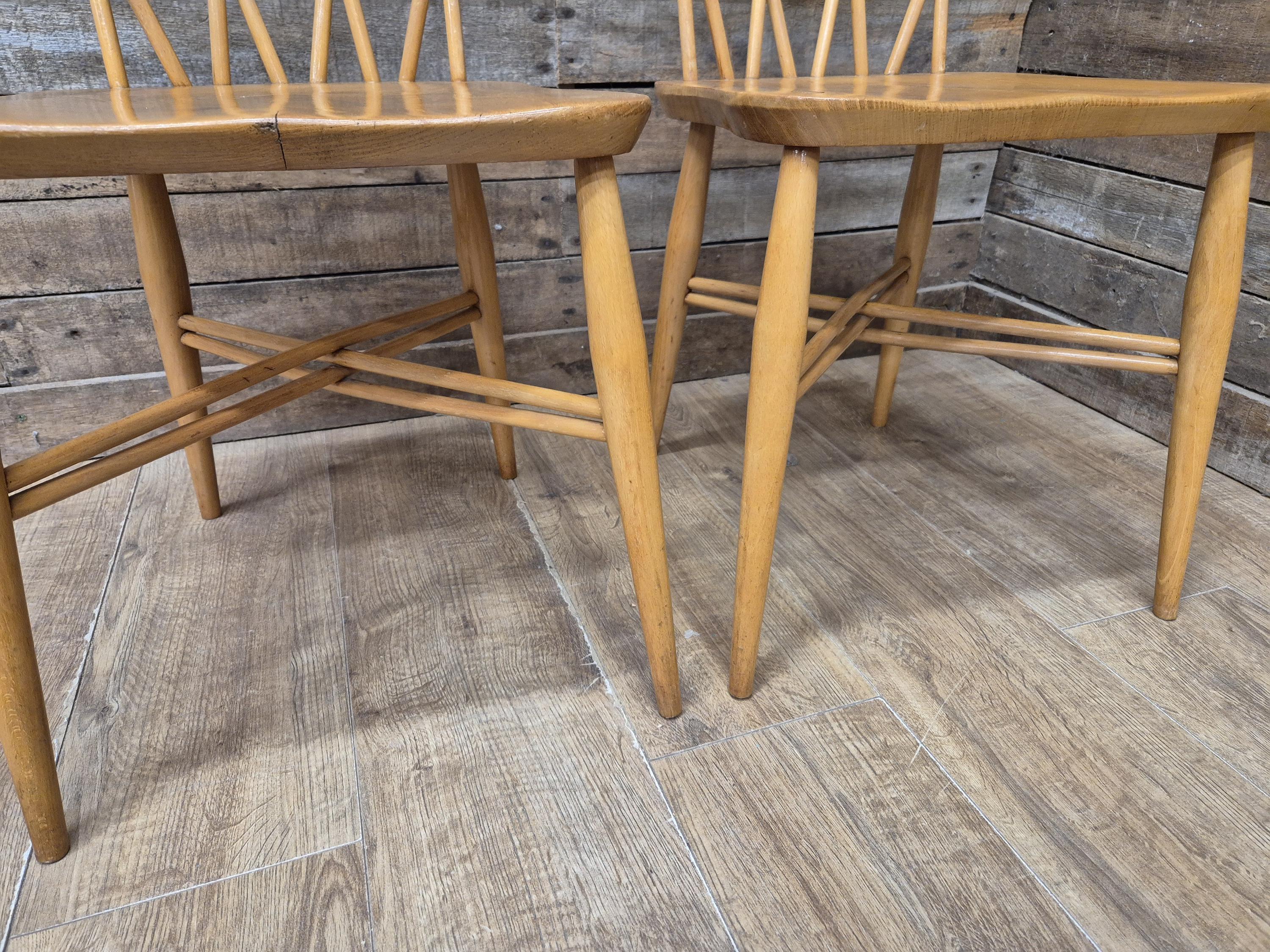 4 Mid Century Ercol 376 Blonde Candlestick Windsor Dining Chairs Vintage Retro