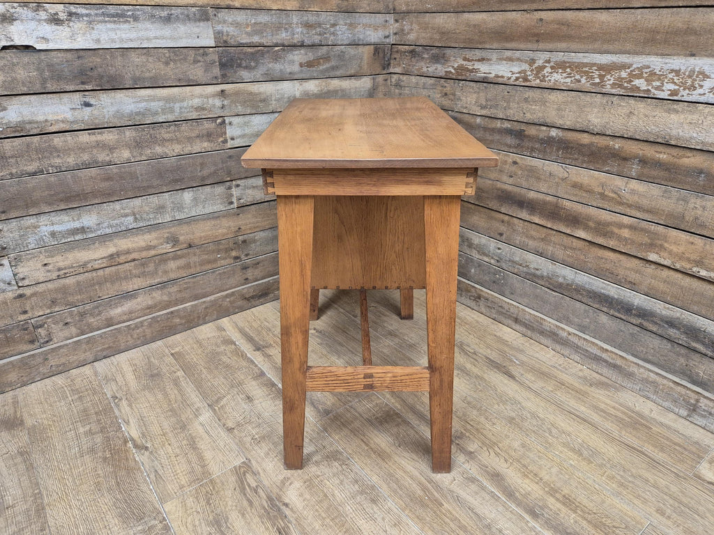 Vintage Distressed Office Study Industrial Library Desk Two Drawers With Key