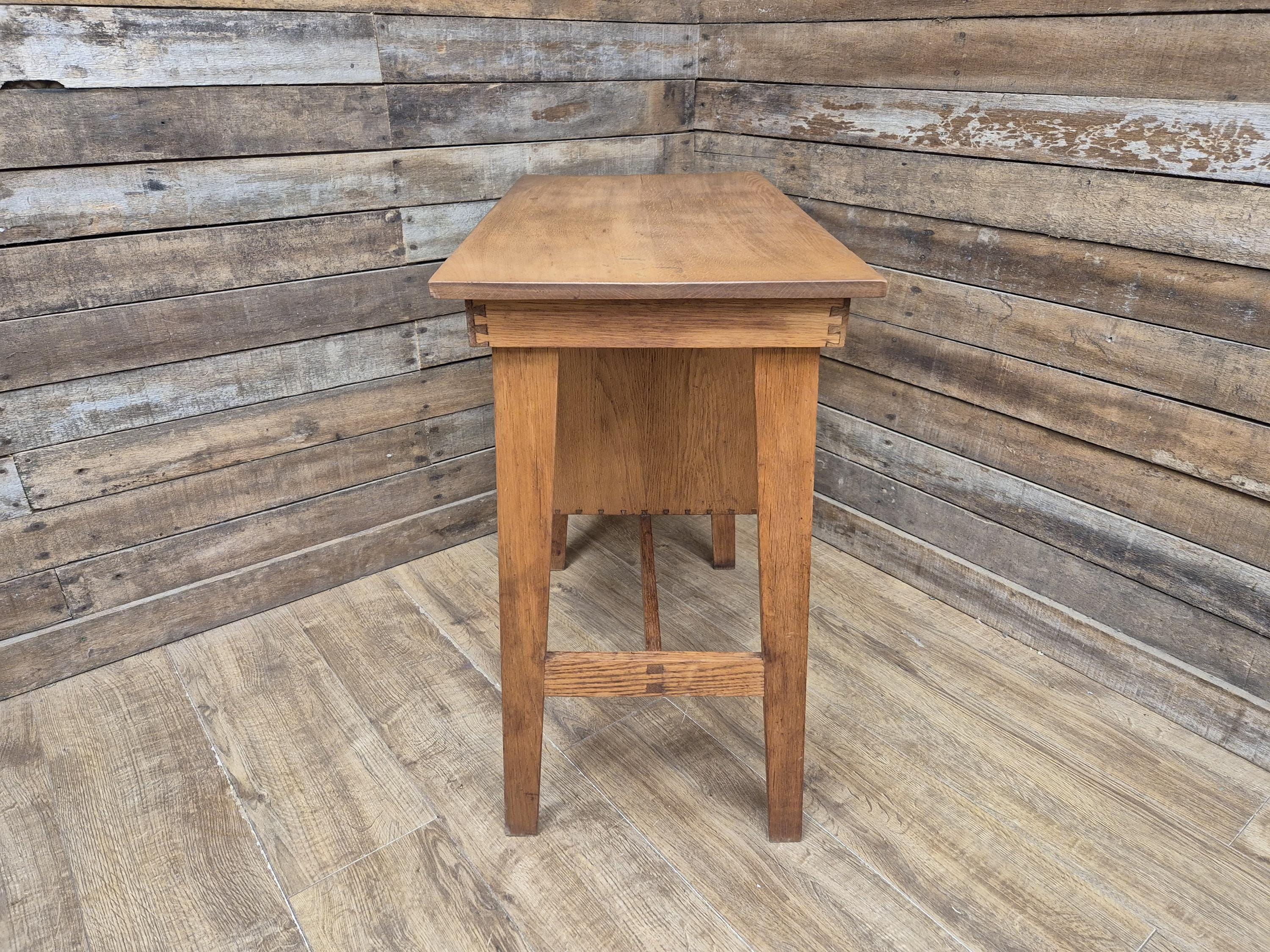 Vintage Distressed Office Study Industrial Library Desk Two Drawers With Key