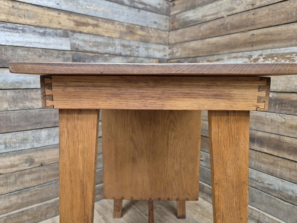 Vintage Distressed Office Study Industrial Library Desk Two Drawers With Key