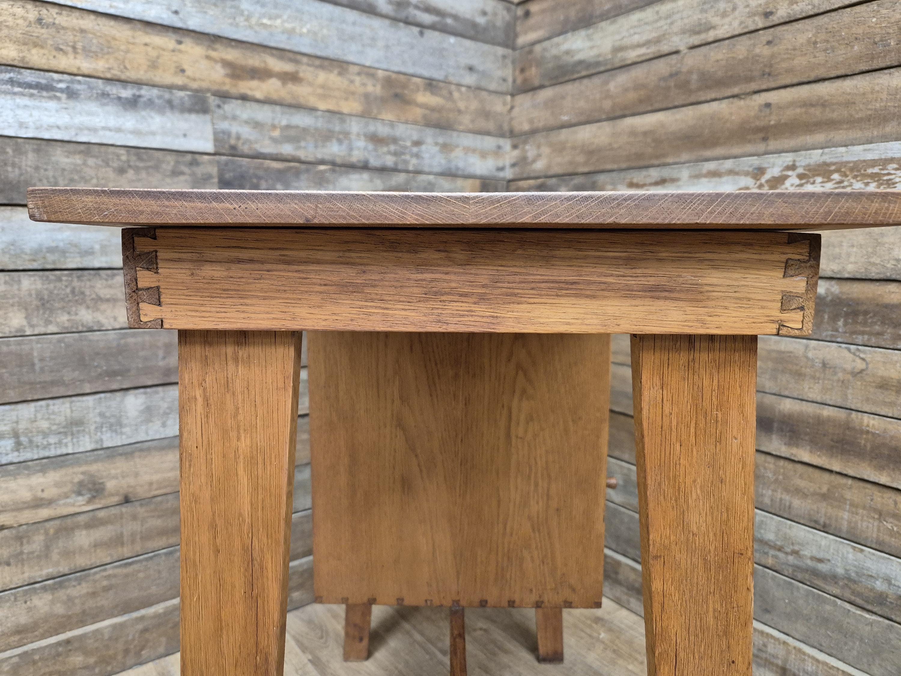 Vintage Distressed Office Study Industrial Library Desk Two Drawers With Key