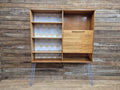 Remodelled William Lawrence Teak Bureau Bookcase with Hairpin Legs Retro Lining