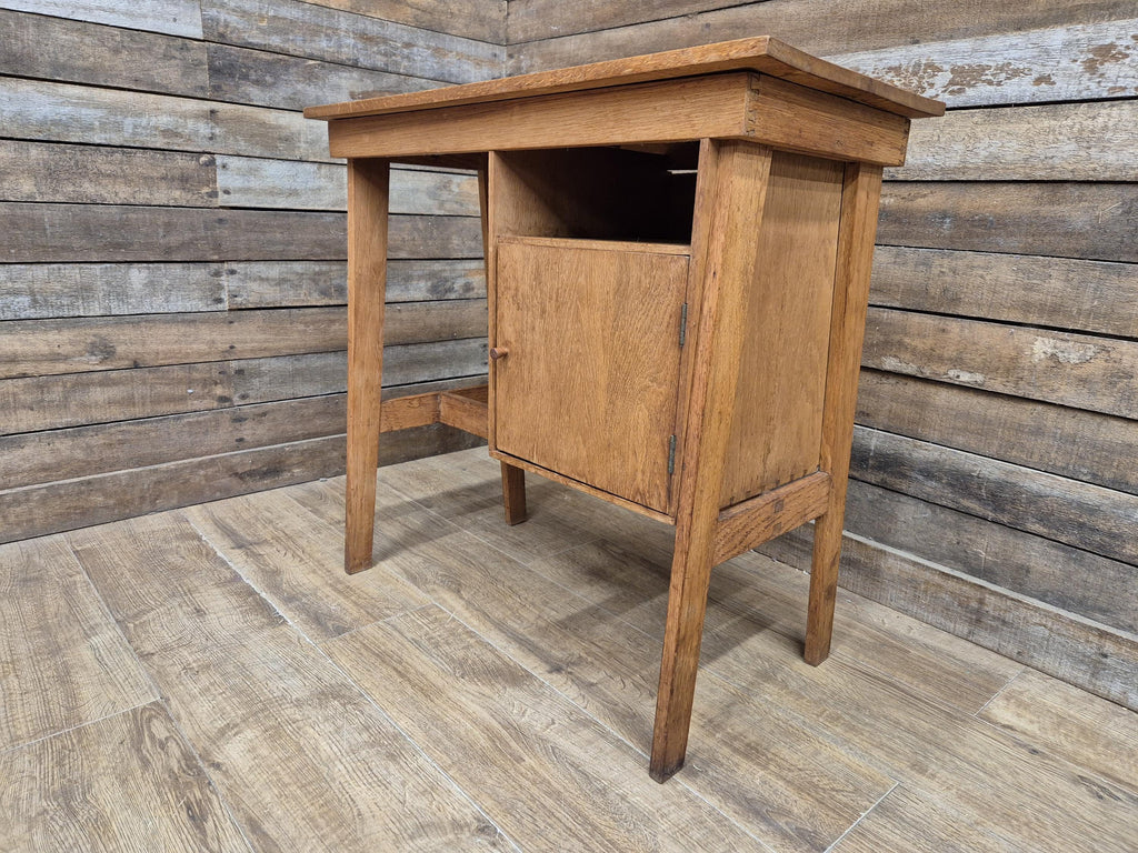Vintage Distressed Office Study Industrial Library Desk Two Drawers With Key