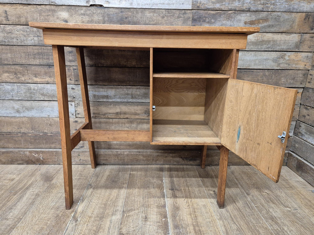 Vintage Distressed Office Study Industrial Library Desk Two Drawers With Key