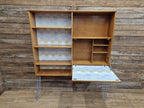 Remodelled William Lawrence Teak Bureau Bookcase with Hairpin Legs Retro Lining