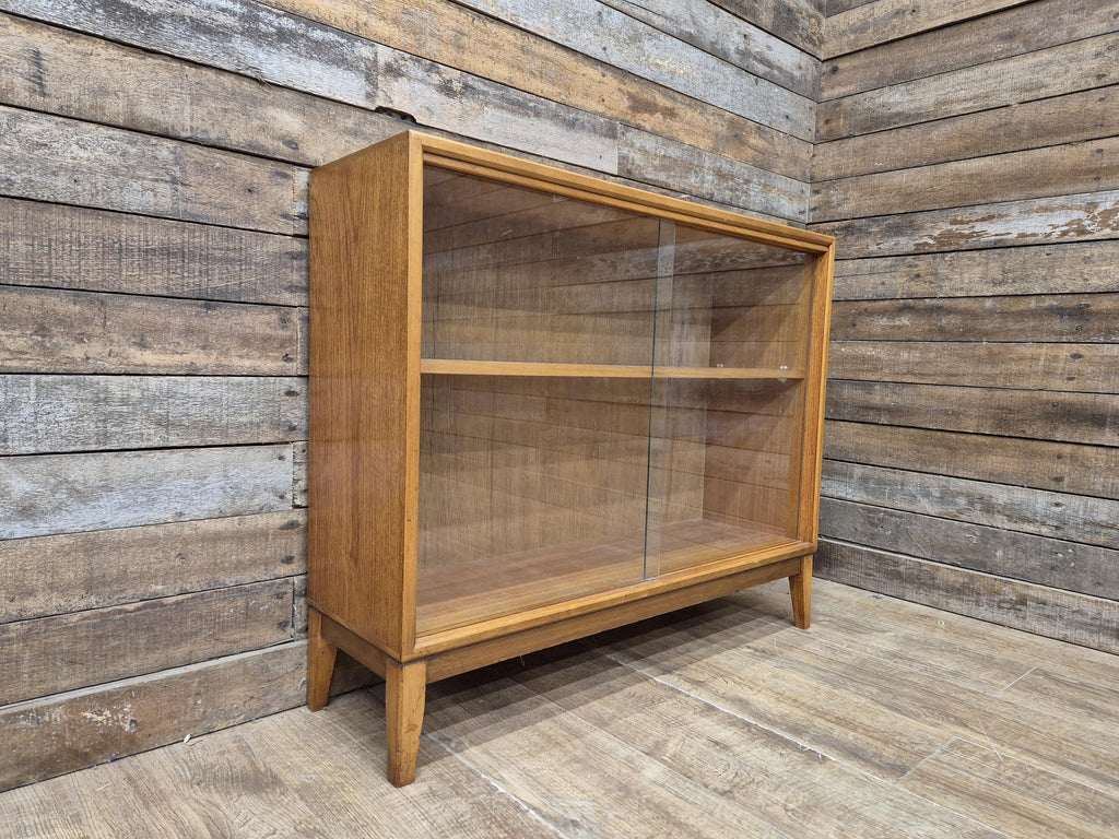 Herbert Gibbs Mid-Century Teak Display Cabinet with Sliding Glass Doors Retro