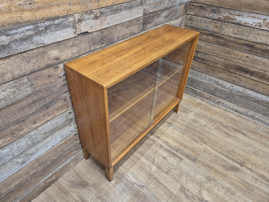 Herbert Gibbs Mid-Century Teak Display Cabinet with Sliding Glass Doors Retro