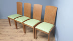 Four High Back Olive Green Leatherette Dining Chairs