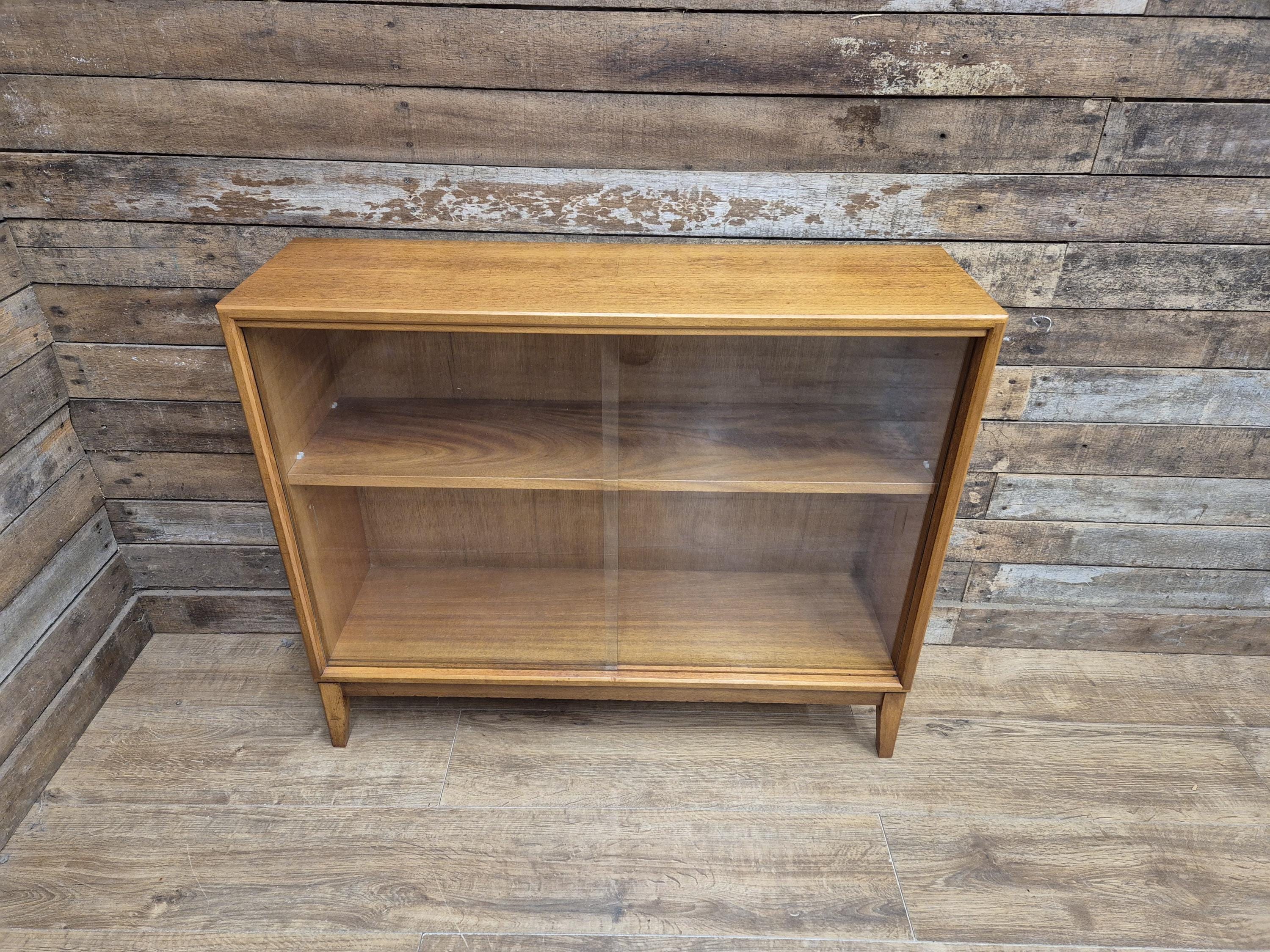 Herbert Gibbs Mid-Century Teak Display Cabinet with Sliding Glass Doors Retro