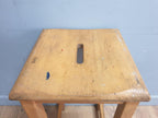 Pair of Vintage Old Blonde Wooden School Stool Lab Stool