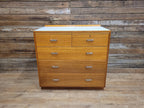 Mid Century M.O.D Industrial Teak Chest of Drawers 2 Over 3 Ex Military Storage
