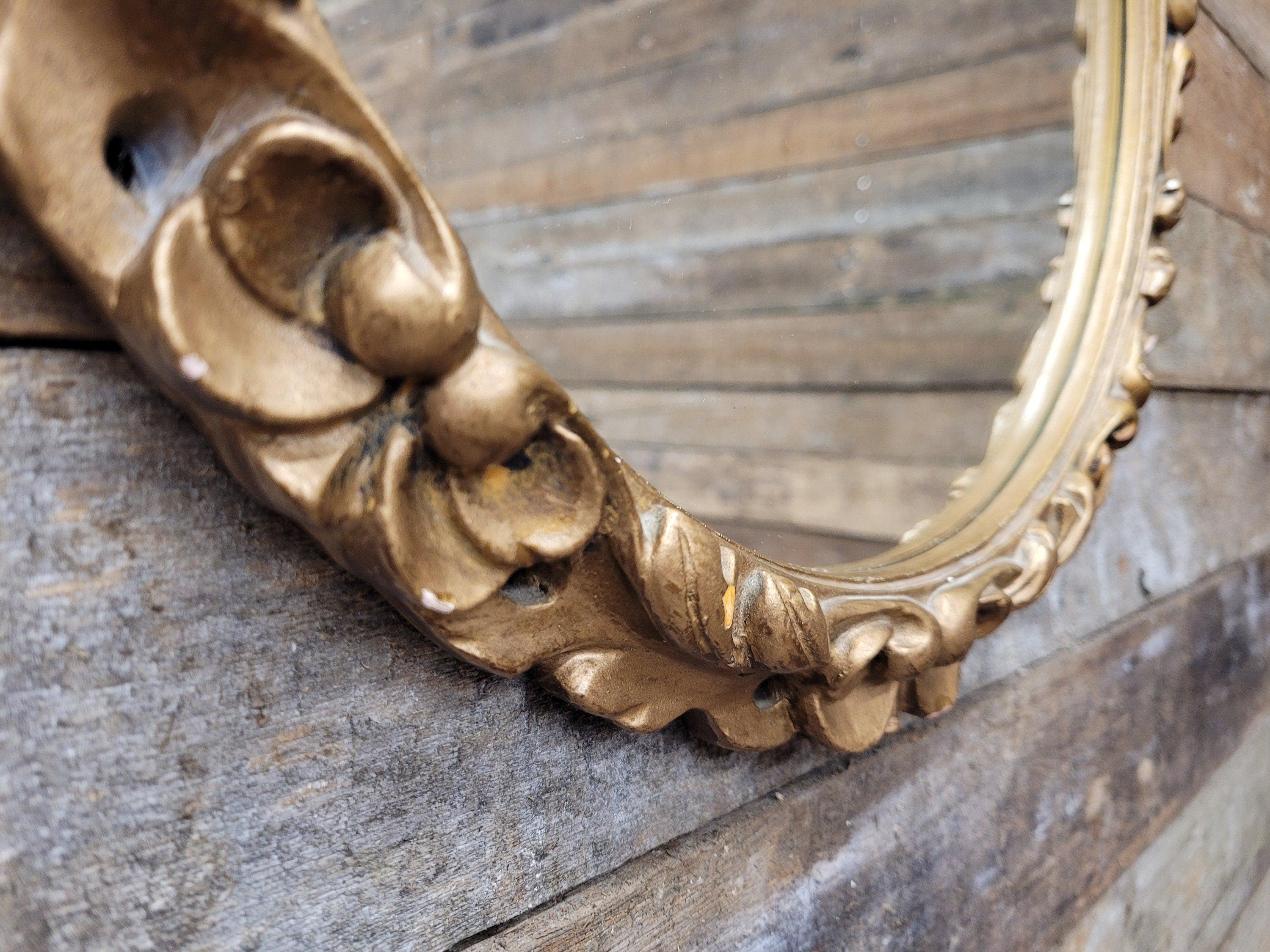 Vintage Circular Gold Wall Mirror Ornate Moulded Plaster Gilt Style