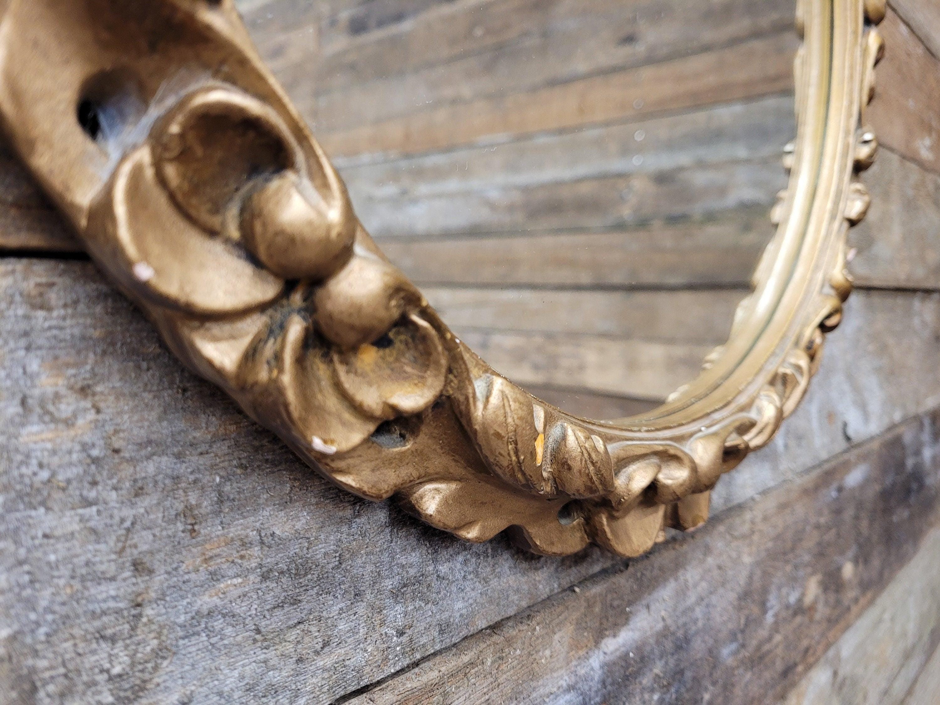Vintage Circular Gold Wall Mirror Ornate Moulded Plaster Gilt Style