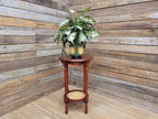 Mahogany Effect Two Tier Plant Stand Side Table Bergere Rattan Shelf
