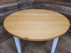 Painted Circular Solid Beech Block Blonde Country Farmhouse Table Removable Legs