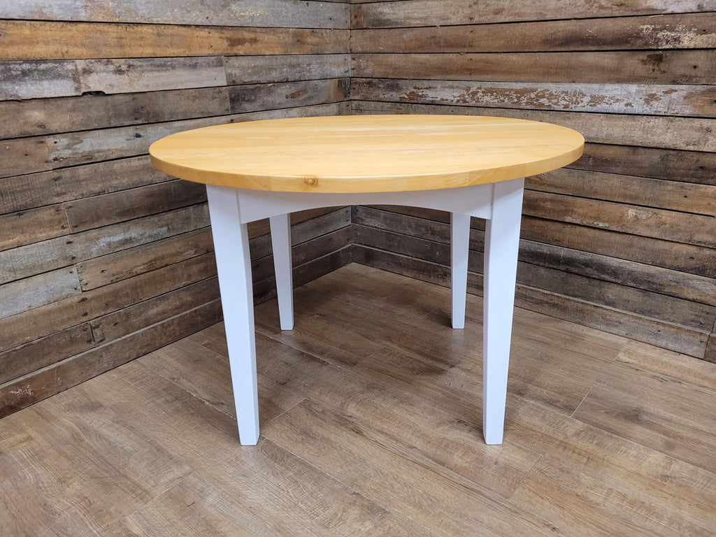 Painted Circular Solid Beech Block Blonde Country Farmhouse Table Removable Legs