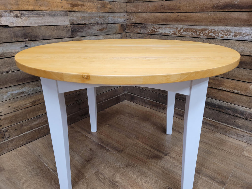 Painted Circular Solid Beech Block Blonde Country Farmhouse Table Removable Legs